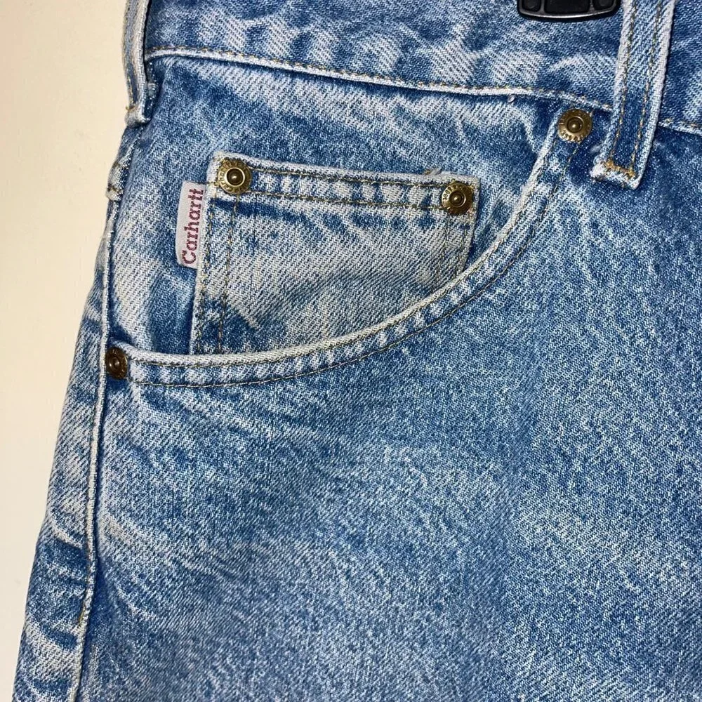Carhartt Vintage Mens Jeans Size 38 x 30 Straight Leg Light Wash Blue Denim - Picture 4 of 10